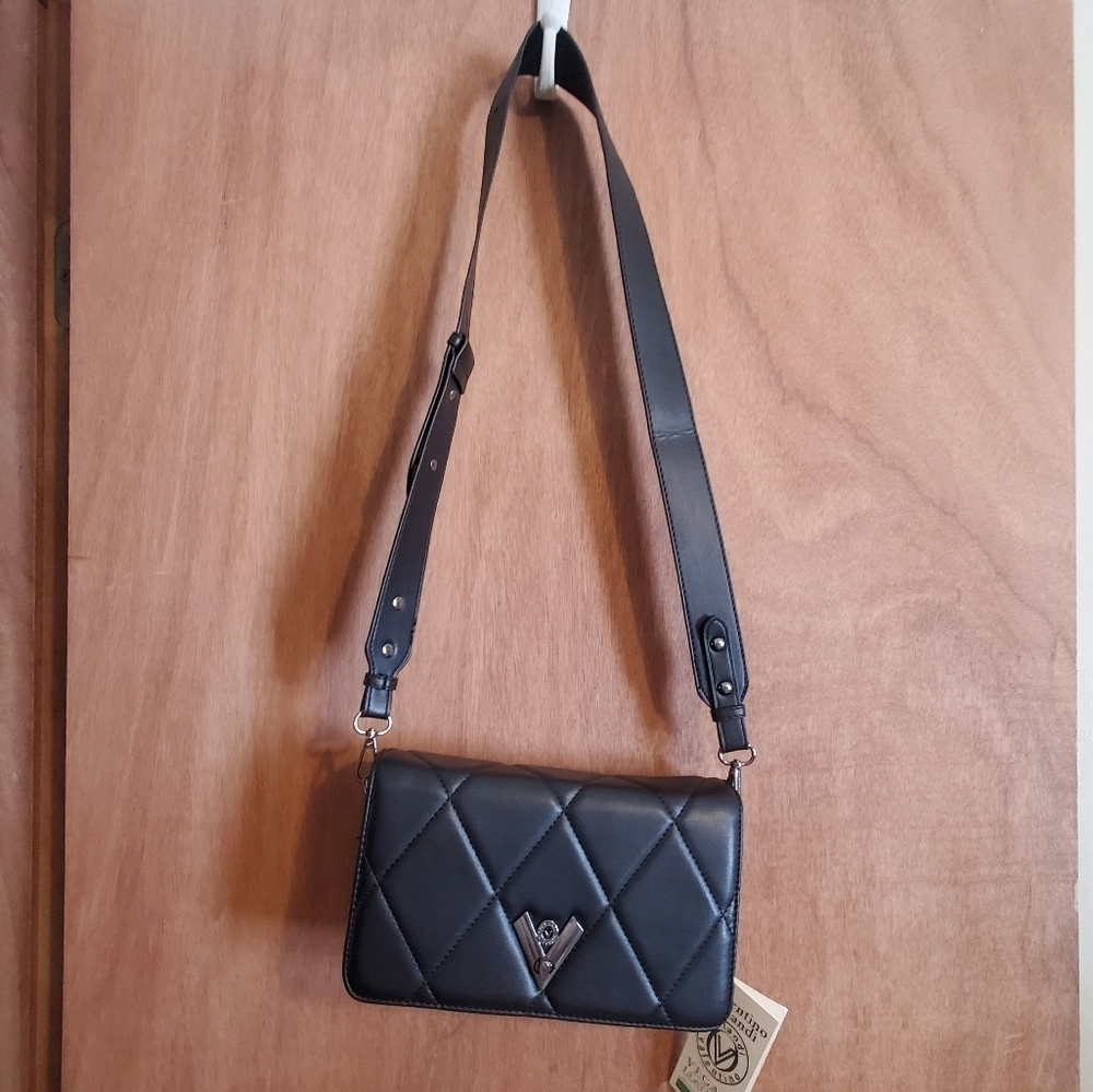 Valentino Orlandi Black Quilted NWT. VEGAN LEATHER.  Gun metal - Picture 2 of 10